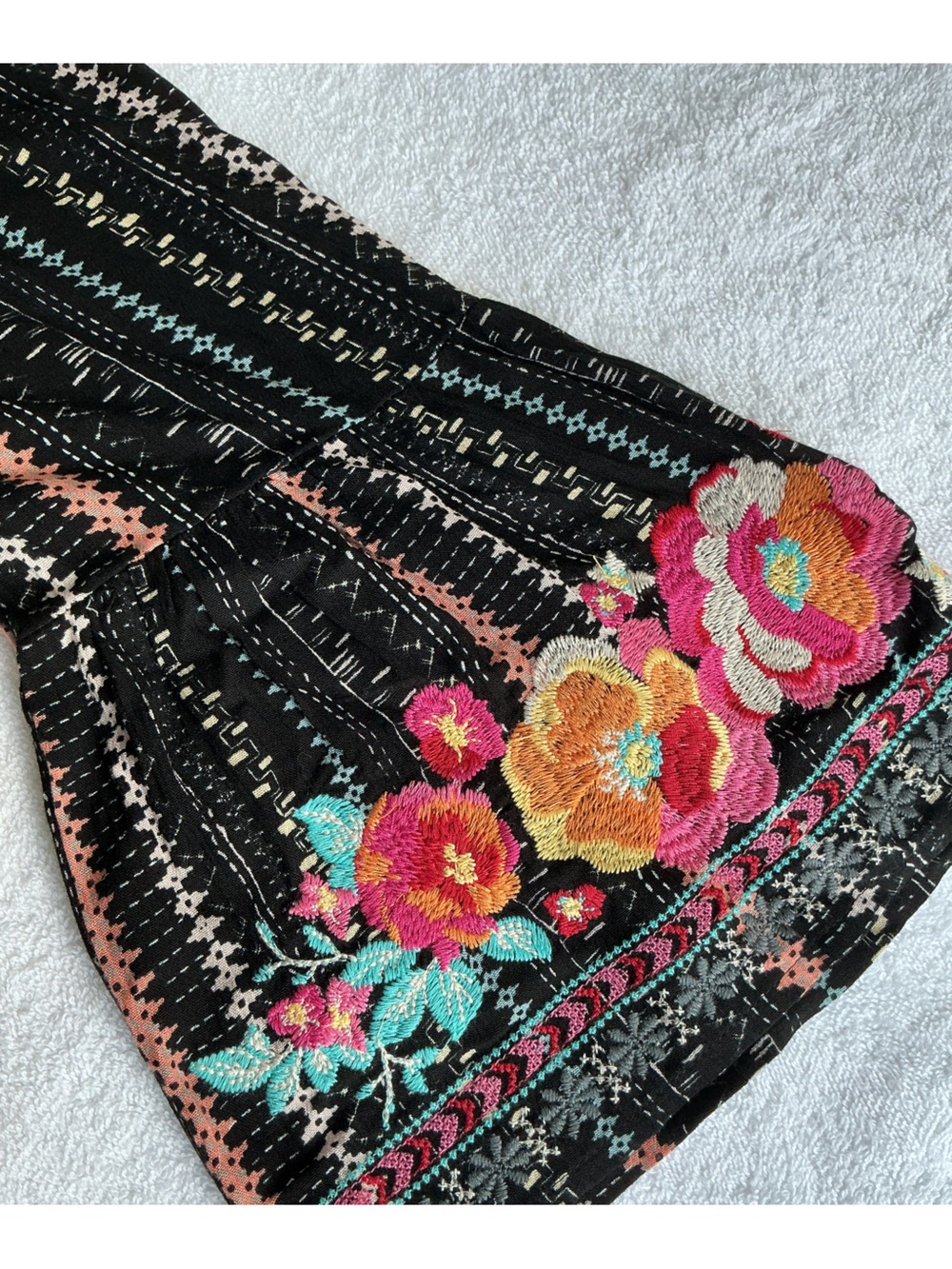 Savanna Jane Black Embroidered Floral Top with Pink & Turquoise Accents - Picture 9 of 11